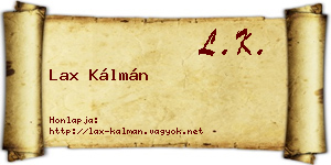 Lax Kálmán névjegykártya